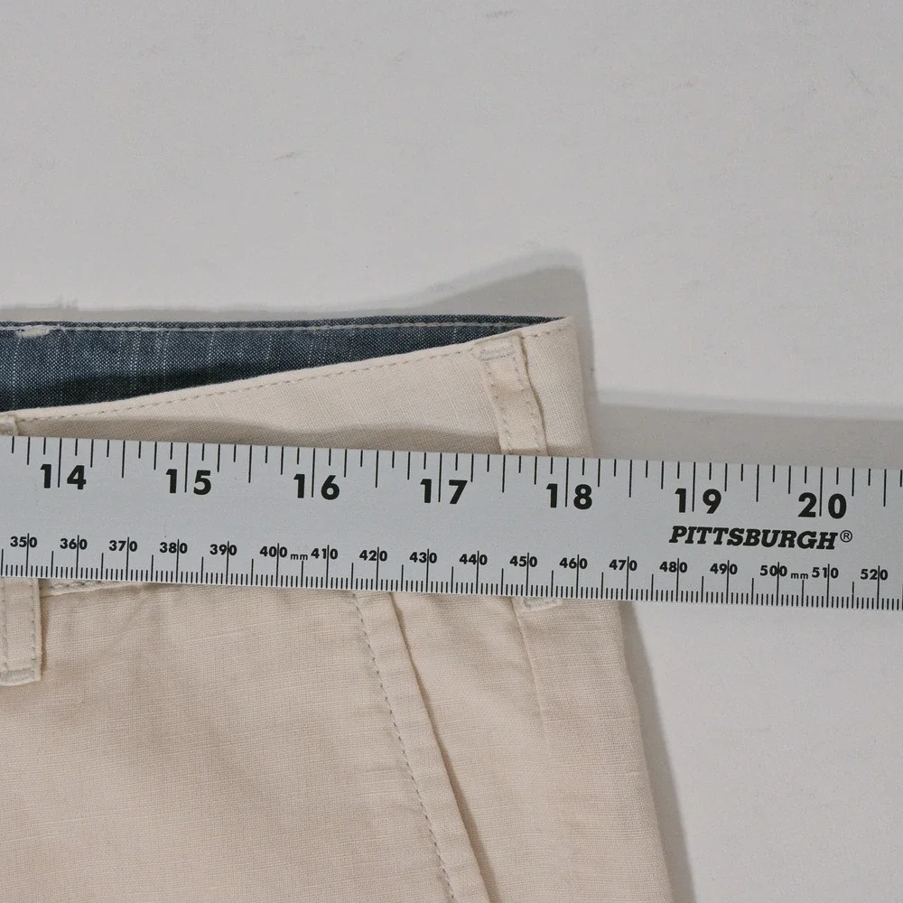 Faherty Malibu Chino Shorts Men's Sz 34 Beige Linen Cotton Blend Casual Light